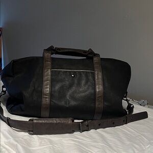 Matt & Nat Black and Brown Duffel Bag Canvas and Vegan Leather